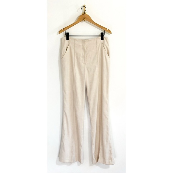 NWT Veronica Beard Wide-Leg Cream Linen-Blend Komi High-Waist Pant - Picture 2 of 6